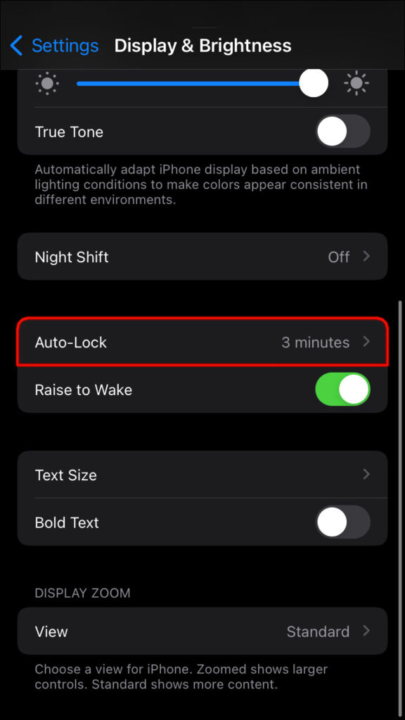 Auto Lock setting